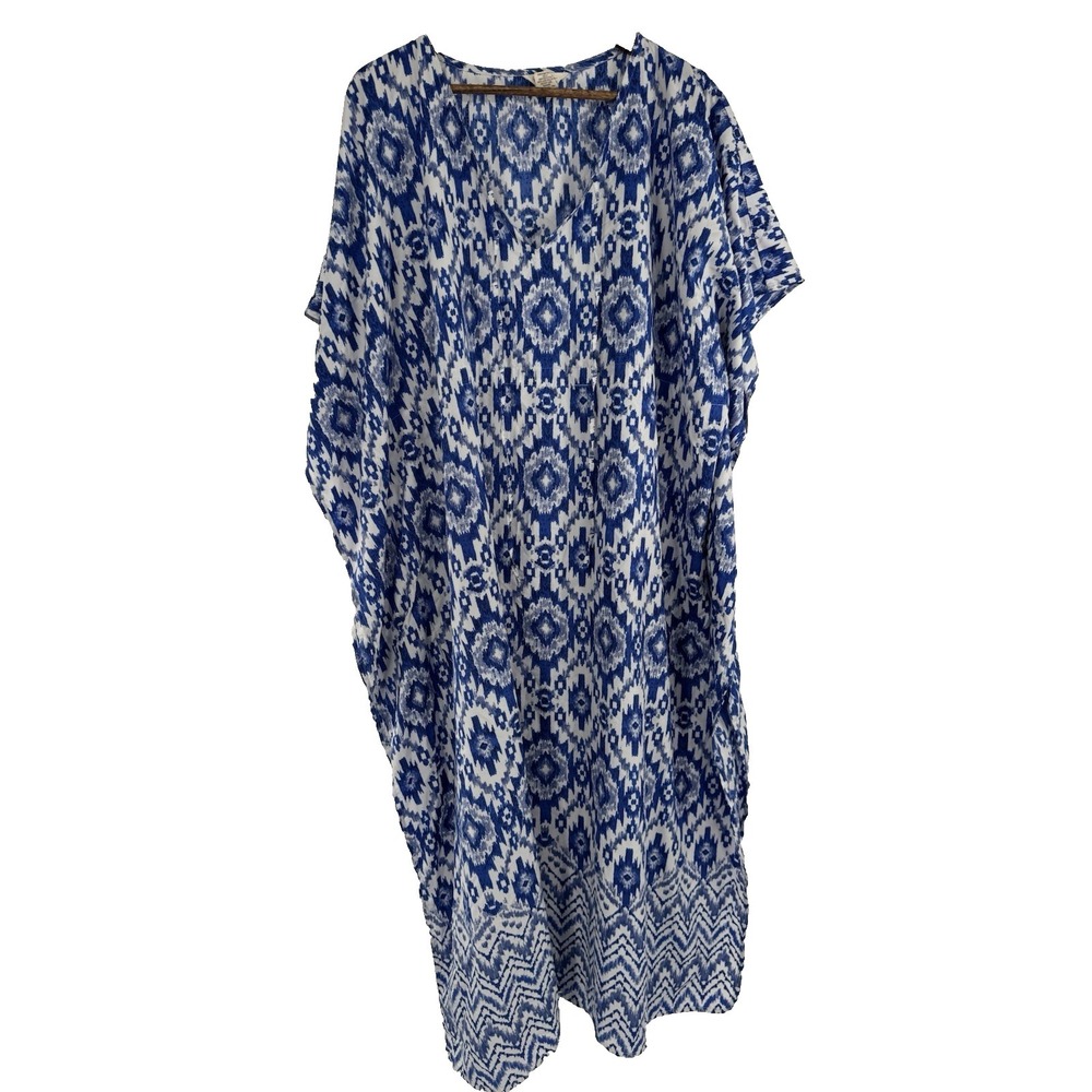 Gypsie Blu Kaftan Dress Kimono Coverup Muu Muu Floral, One Size Fits All‎ flaw